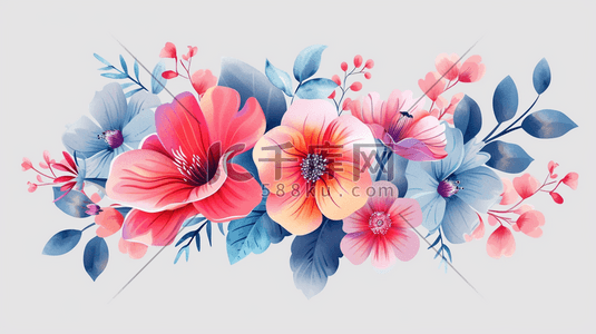 彩色手绘绘画花朵花束纹理的插画7