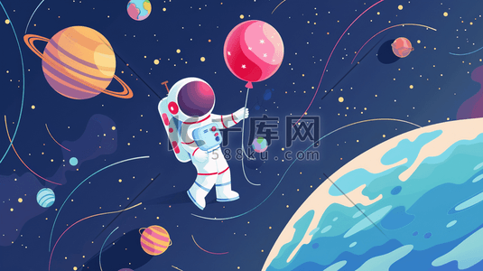 盾牌围绕小盾牌插画图片_深色宇航员星球行星太空运行的插画1