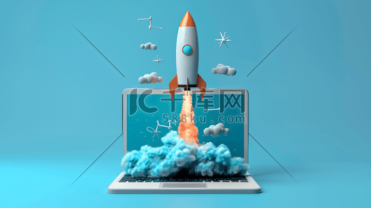 展示模型插画图片_彩色航天模型飞船发射电脑的插画16