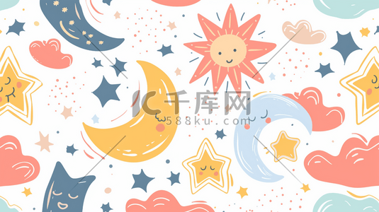 简约卡通星星月亮的插画1