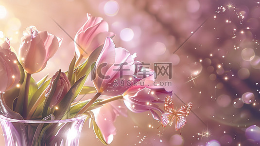 盛开的郁金香花朵插花图片