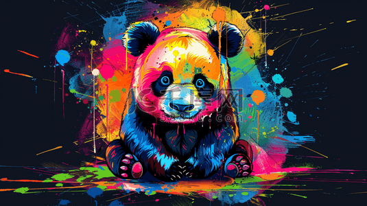 颜色五彩插画图片_彩色绘画颜料色彩熊猫的插画10