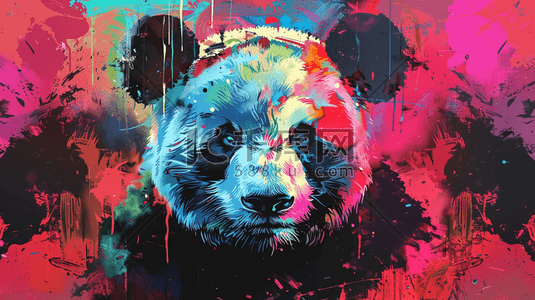 彩色绘画颜料色彩熊猫的插画8