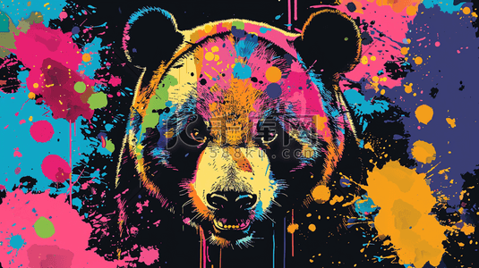 彩色绘画颜料色彩熊猫的插画9