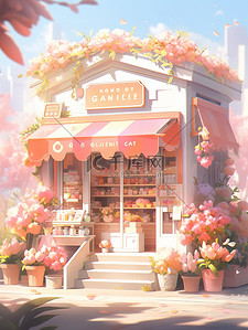 可爱的插图插画图片_可爱的彩色花店鲜花插图