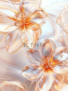 橙色纹理插画图片_磨砂玻璃透明橙色花朵插图