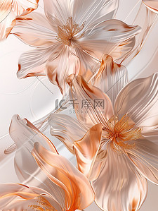 透明设计插画图片_磨砂玻璃透明橙色花朵插画设计
