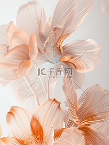 登录橙色插画图片_磨砂玻璃透明橙色花朵插画设计