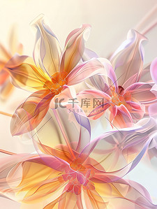 磨砂纹理插画图片_磨砂玻璃透明橙色花朵插图