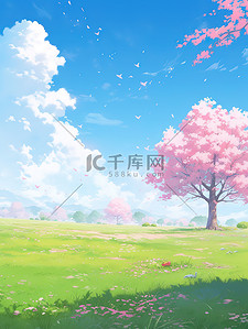 春天的樱花插画图片_春天唯美的樱花卡通素材
