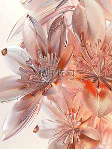 磨砂玻璃透明橙色花朵插画图片