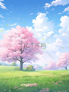 中文字设计插画图片_春天唯美的樱花卡通插画设计