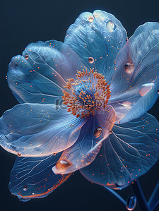 花瓣梦幻蓝色插画图片_美丽的蓝色花朵梦幻插画海报