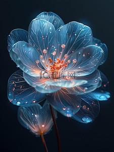 蓝色花瓣插画图片_美丽的蓝色花朵梦幻插画图片