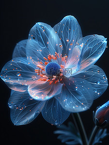 花瓣梦幻蓝色插画图片_美丽的蓝色花朵梦幻素材
