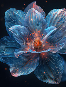 花瓣梦幻蓝色插画图片_美丽的蓝色花朵梦幻插画素材