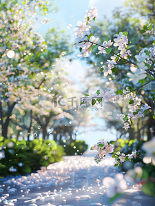 花朵绿叶插画图片_微型景观春天花朵绿叶素材