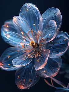 美丽的蓝色花朵梦幻插画海报