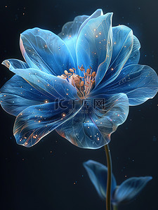美丽的蓝色花朵梦幻插画图片