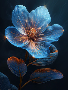 美丽的蓝色花朵梦幻插画海报