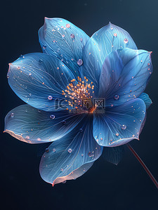 花瓣梦幻蓝色插画图片_美丽的蓝色花朵梦幻插画图片
