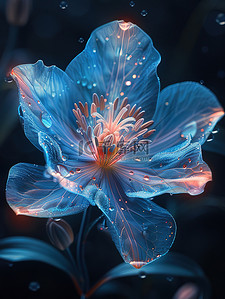 花瓣梦幻蓝色插画图片_美丽的蓝色花朵梦幻插画