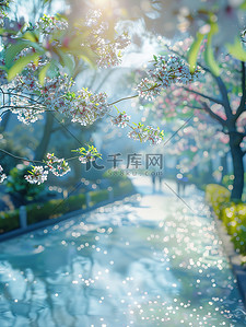 花朵绿叶插画图片_微型景观春天花朵绿叶矢量插画