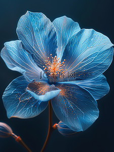 蓝色花瓣插画图片_美丽的蓝色花朵梦幻图片