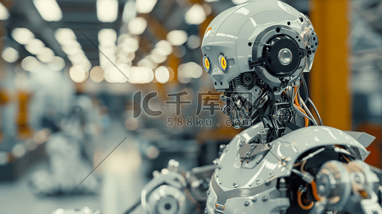 智能工厂插画图片_汽车制造行业机器人10