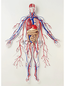 人体免疫插画图片_人体内部血管图