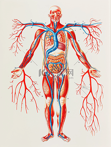 床垫内部结构插画图片_人体内部血管图