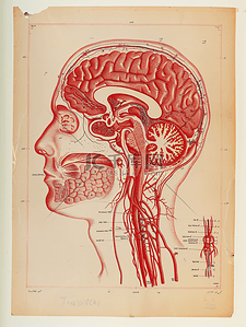 头疼的插画图片_大脑的动脉示意图和下面观医疗照片