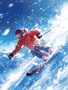 冬季冬天你好插画图片_冬季的滑雪运动