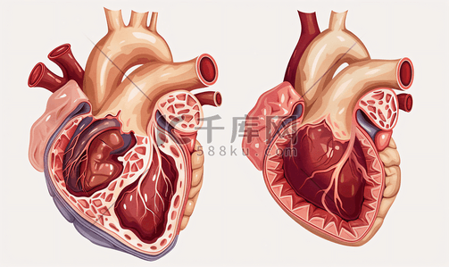 胶卷式照片墙插画图片_心肌炎医疗照片示意图