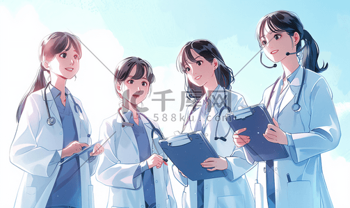 文字记录插画图片_女性医生记录病人病例