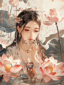 小暑插画图片_荷花小暑