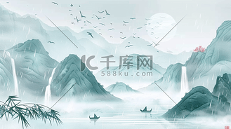 清明节插画背景中国风