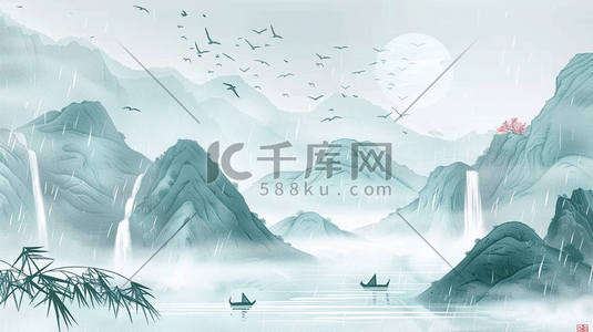 水墨画清明节插画图片_清明节插画背景中国风