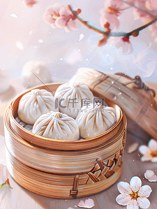 健康食品插画图片_包子美味