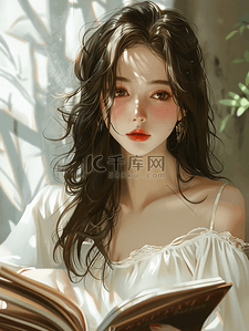 甜美插画图片_甜美女大学生形象