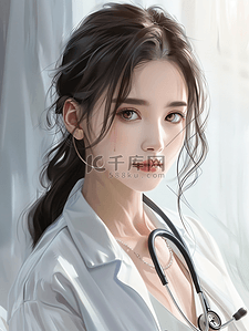 送出一份爱心插画图片_女性医生比爱心