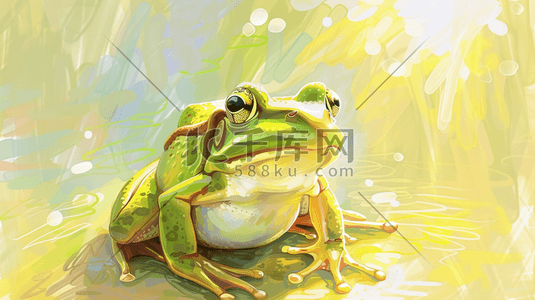 金光背板插画图片_黄色金光闪闪户外青蛙的插画