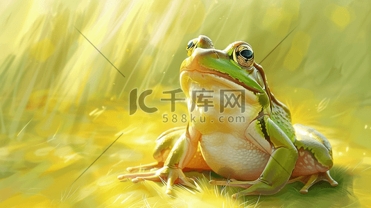 金光背板插画图片_黄色金光闪闪户外青蛙的插画