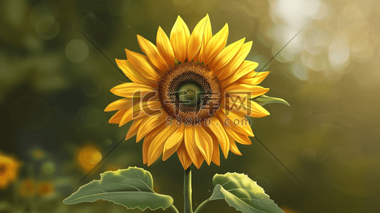 向日葵花朵插画图片_彩色手绘绘画户外向日葵花朵的插画