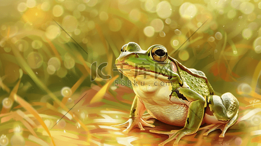 金光飞入插画图片_黄色金光闪闪户外青蛙的插画