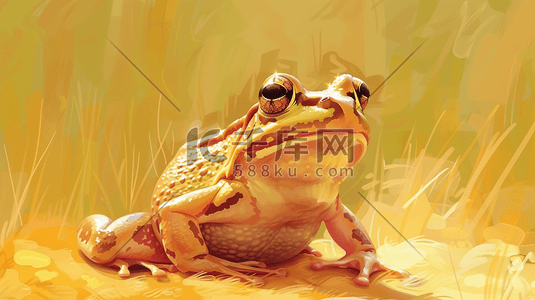 黄色金光闪闪户外青蛙的插画