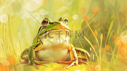 金光动图插画图片_黄色金光闪闪户外青蛙的插画