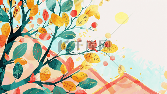 手绘板鞋图案插画图片_彩色手绘水彩女孩树枝花朵的插画