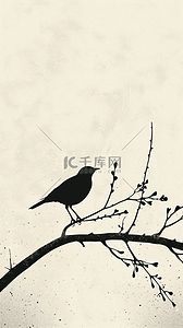 鸟剪影插画图片_树枝上的一只鸟