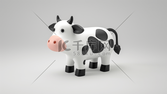 可爱的奶牛插画图片_白色简约卡通场景摆件奶牛的插画